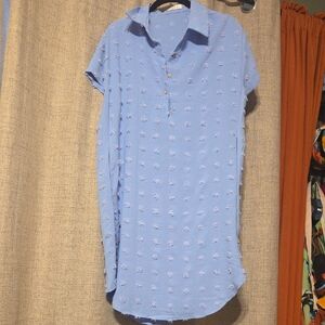 BSUBSEACH Blue Button-Up Dress